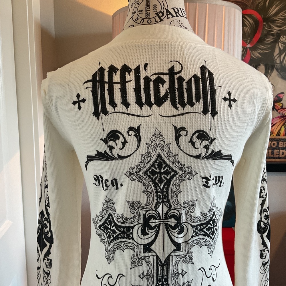 NWT Crochet Thermal Henley by Affliction - Picture 6 of 10